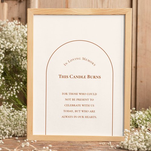 Simple Boho Arch Ivory Wedding This Candle Burns Poster