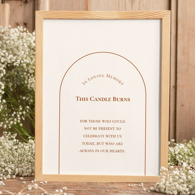 Simple Boho Arch Ivory Wedding This Candle Burns Poster (Creator Uploaded)