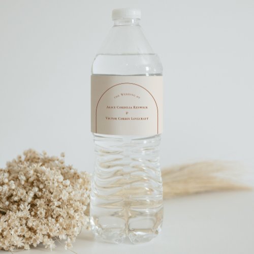 Simple Boho Arch Ivory Wedding Water Bottle Label