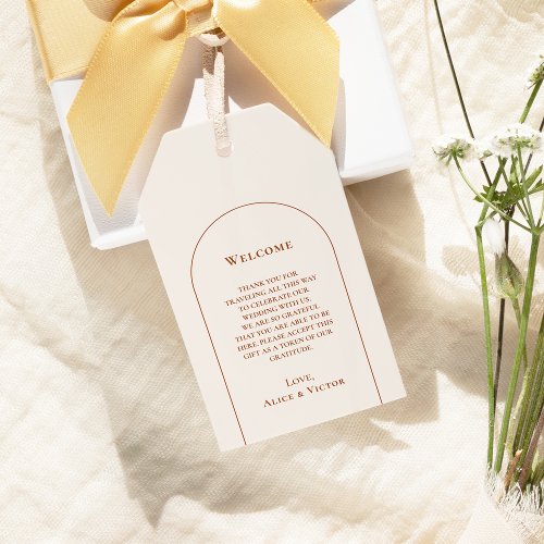 Simple Boho Arch Ivory Wedding Welcome Gift Tags