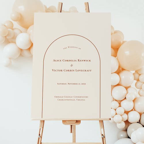 Simple Boho Arch Ivory Wedding Welcome Sign