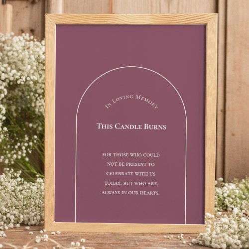 Simple Boho Arch Plum This Candle Burns Poster