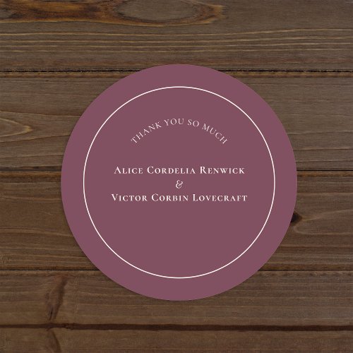 Simple Boho Arch Plum Wedding Thank You Classic Round Sticker