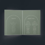 Simple Boho Arch Sage Green Wedding Folded Program<br><div class="desc">This Simple Boho Arch Sage Green Wedding Folded Program design features a sophisticated muted palette of neutral ivory paired with gorgeous mix and match options of rust terracotta, sage green, and plum. The understated elegance of simple typography and gentle arches creates a soothing and polished aesthetic with classic minimalist styling....</div>