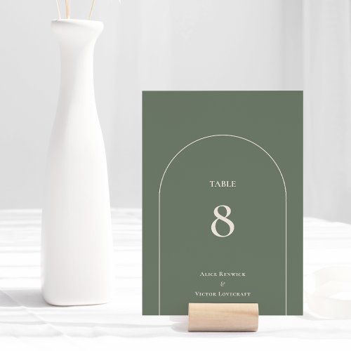 Simple Boho Arch Sage Green Wedding Table Number