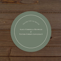 Simple Boho Arch Sage Green Wedding Thank You Classic Round Sticker