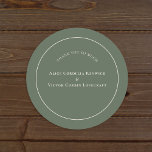 Simple Boho Arch Sage Green Wedding Thank You Classic Round Sticker<br><div class="desc">This Simple Boho Arch Sage Green Wedding Thank You Classic Round Sticker design features a sophisticated muted palette of neutral ivory paired with gorgeous mix and match options of rust terracotta, sage green, and plum. The understated elegance of simple typography and gentle arches creates a soothing and polished aesthetic with...</div>