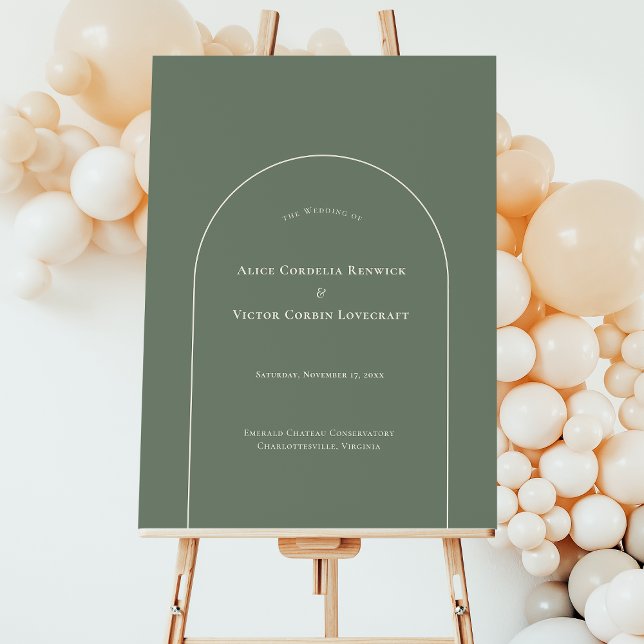 Simple Boho Arch Sage Green Wedding Welcome Sign (Creator Uploaded)