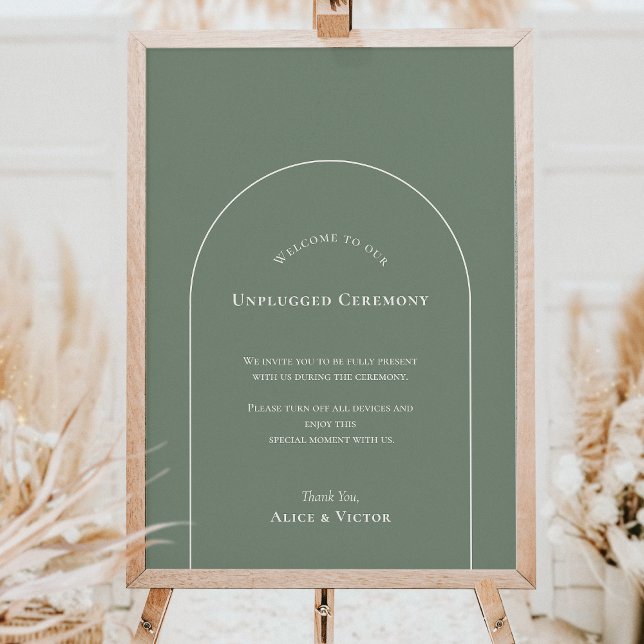 Simple Boho Arch Sage Unplugged Ceremony Sign (Creator Uploaded)