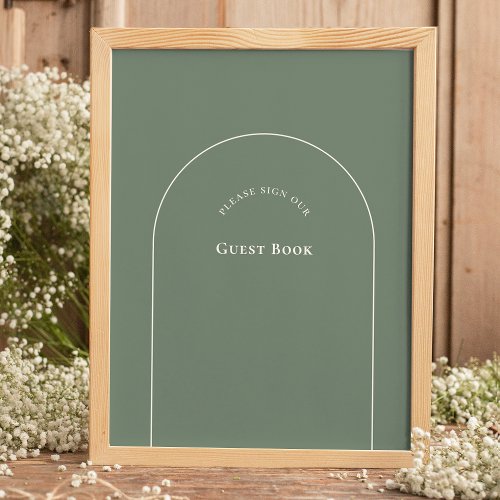 Simple Boho Arch Sage Wedding Guest Book Sign