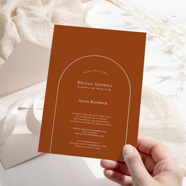 Simple Boho Arch Terracotta Bridal Shower Invitation (Creator Uploaded)