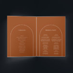 Simple Boho Arch Terracotta Wedding Folded Program<br><div class="desc">This Simple Boho Arch Terracotta Wedding Folded Program design features a sophisticated muted palette of neutral ivory paired with gorgeous mix and match options of rust terracotta, sage green, and plum. The understated elegance of simple typography and gentle arches creates a soothing and polished aesthetic with classic minimalist styling. The...</div>
