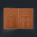 Simple Boho Arch Terracotta Wedding Folded Program<br><div class="desc">This Simple Boho Arch Terracotta Wedding Folded Program design features a sophisticated muted palette of neutral ivory paired with gorgeous mix and match options of rust terracotta, sage green, and plum. The understated elegance of simple typography and gentle arches creates a soothing and polished aesthetic with classic minimalist styling. The...</div>