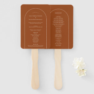 Simple Boho Arch Terracotta Wedding Program Hand Fan
