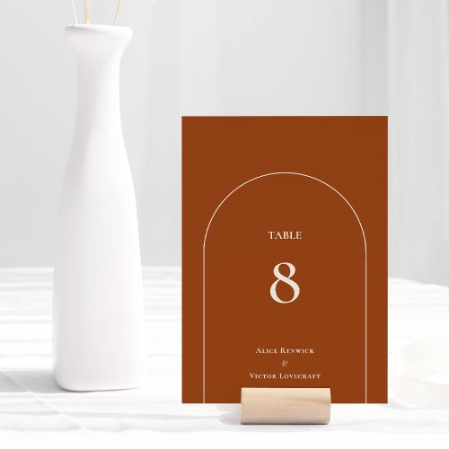 Simple Boho Arch Terracotta Wedding Table Number