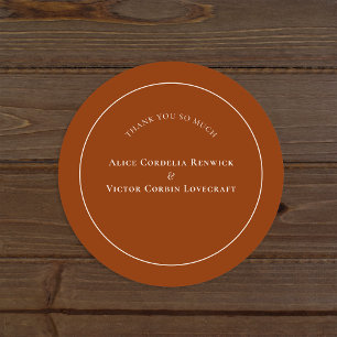 Simple Boho Arch Terracotta Wedding Thank You Classic Round Sticker