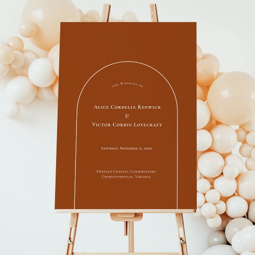 Simple Boho Arch Terracotta Wedding Welcome Sign