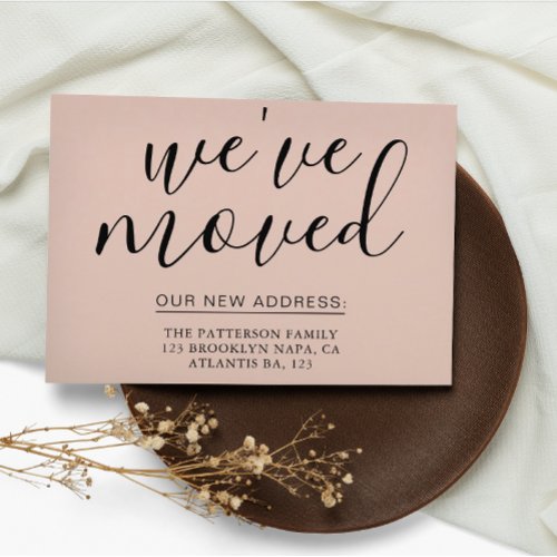 Simple Boho Beige Calligraphy Weve Moved House Announcement Postcard