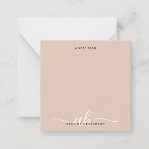 Simple Boho Beige Monogram Calligraphy Note Card