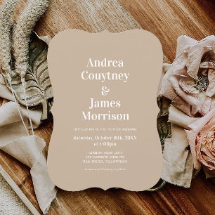 Simple Boho Beige Photo Wedding Invitation