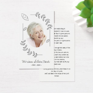 Simple Boho Black and White Photo Funeral Card
