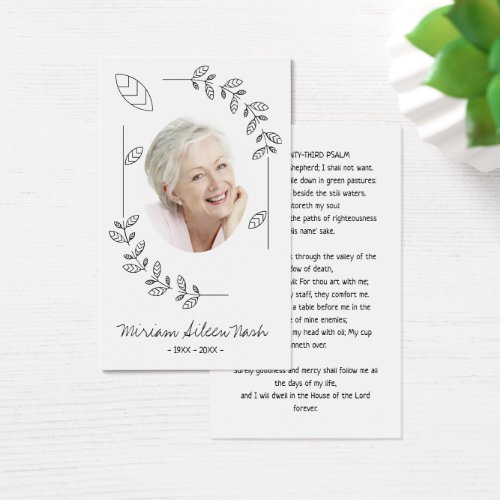 Simple Boho Black and White Photo Funeral Card