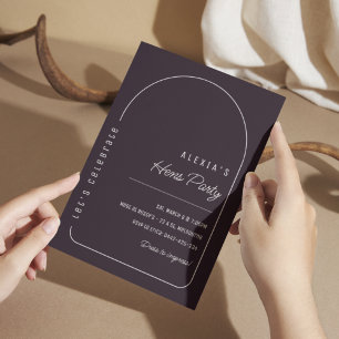 Simple Boho Black Hens Party Invitation Template