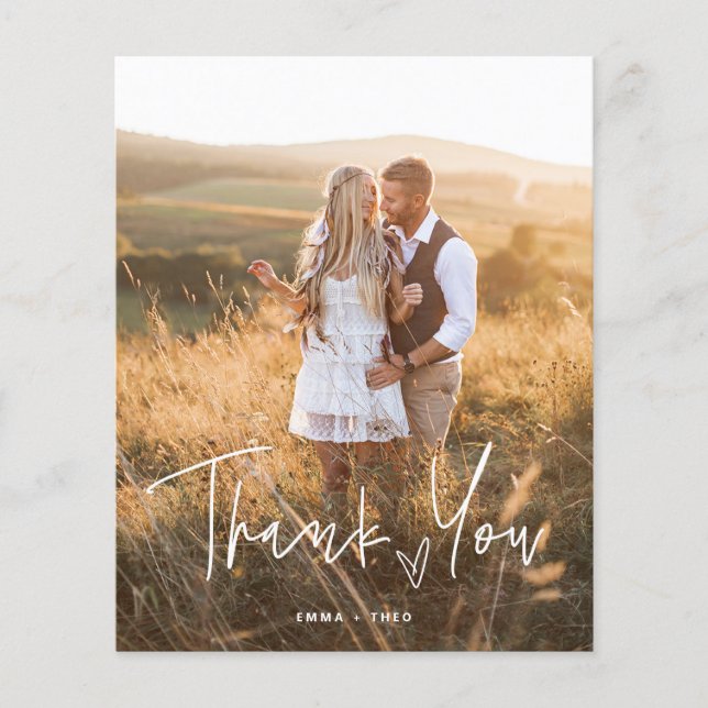 Simple Boho | BUDGET Heart Script Photos Thank You (Front)