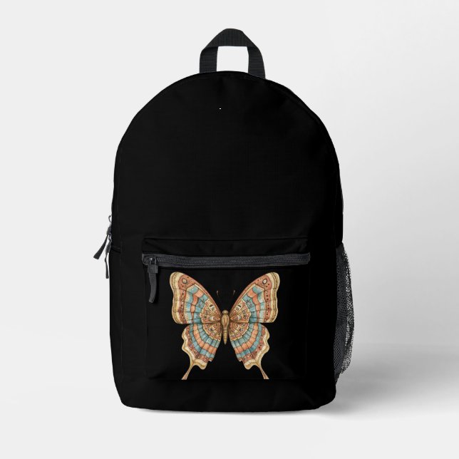 Simple boho butterfly printed backpack (Front)