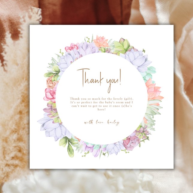 Simple Boho Cactus Desert Baby Shower  Thank You Card (Simple Boho Cactus Desert Baby Shower Thank You Card)