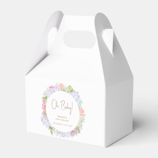 Simple Boho Cactus Desert Oh Baby Shower  Favor Boxes (Front Side)