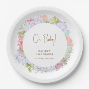Simple Boho Cactus Desert Oh Baby Shower  Paper Plates