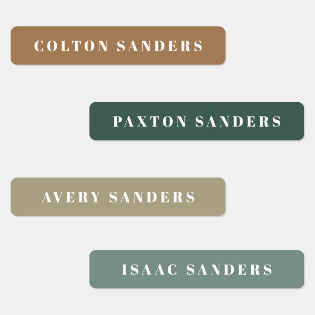 Simple Boho Camouflage Waterproof Name Labels (Group)