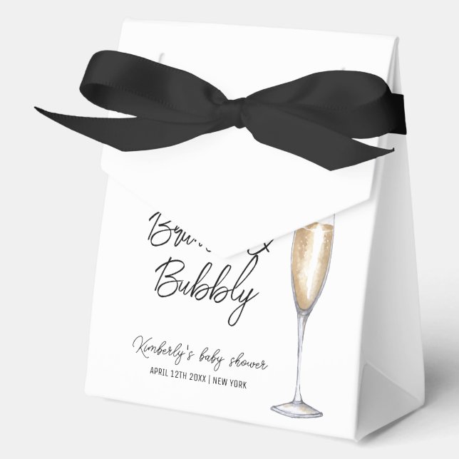 Simple Boho Champagne Brunch Bubbly Baby Shower  Favor Boxes (Front)