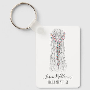 Simple Boho Chic Wedding Hair Stylist Romantic QR Keychain