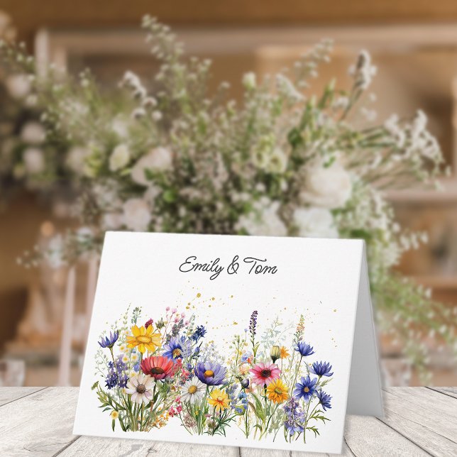Simple Boho Chic Wildflowers  Letterpress Thank You Card (Creator Uploaded)