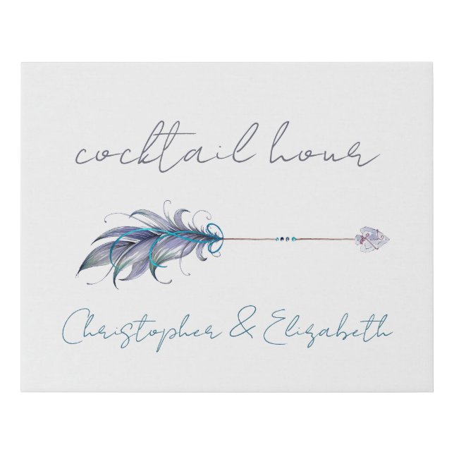 Simple Boho Cocktail Hour Wedding Direction Sign (Front)