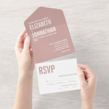 Simple Boho Dusty Rose Typography Wedding