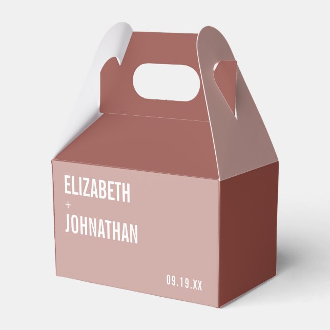 Simple Boho Dusty Rose Typography Wedding Favor Boxes (Front Side)