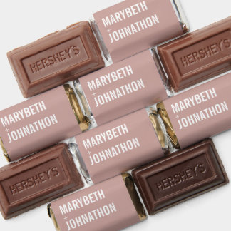 Simple Boho Dusty Rose Typography Wedding Hershey's Miniatures