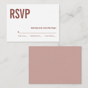 Simple Boho Dusty Rose Typography Wedding RSVP Enclosure Card