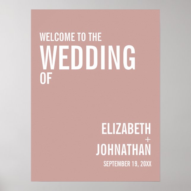 Simple Boho Dusty Rose Typography Wedding Welcome Poster (Front)