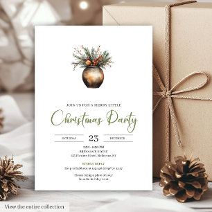 Simple Boho Earthy Watercolor Christmas Party Card