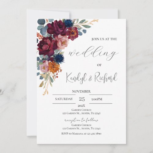 Simple Boho Elegant Wedding Invitation