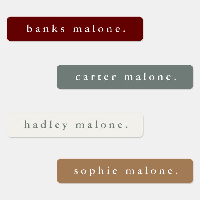 Simple Boho Fall Kids Waterproof Name Labels (Group)