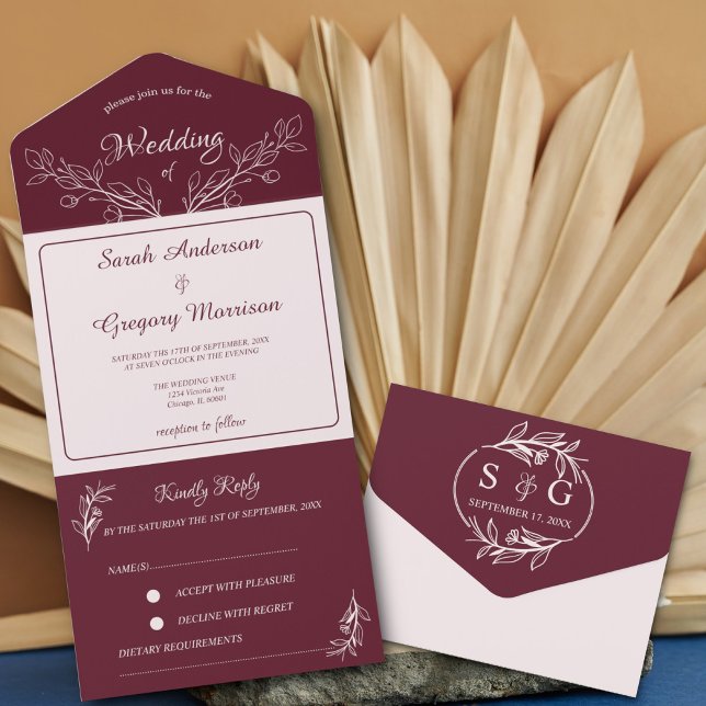 Simple Boho Floral All in One Wedding Invite (Creator Uploaded)