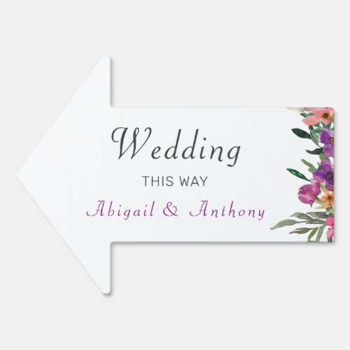 Simple Boho  Floral Directional Wedding  Sign