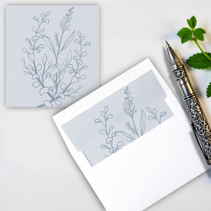 Simple Boho Floral Dusty Blue  Envelope Liner