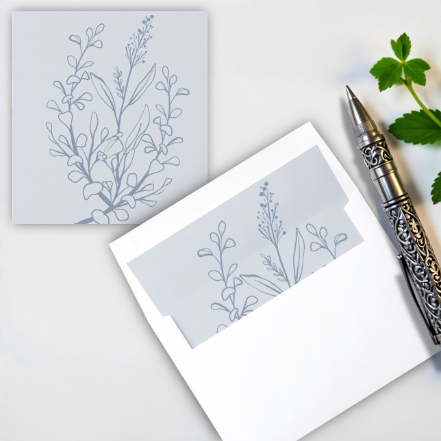Simple Boho Floral Dusty Blue  Envelope Liner (Creator Uploaded)