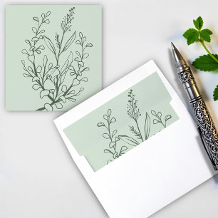 Simple Boho Floral Sage Green Envelope Liner